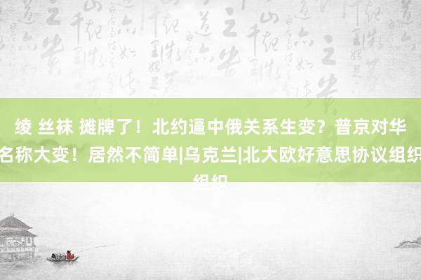 绫 丝袜 摊牌了！北约逼中俄关系生变？普京对华名称大变！居然不简单|乌克兰|北大欧好意思协议组织