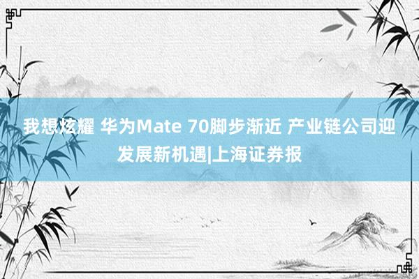 我想炫耀 华为Mate 70脚步渐近 产业链公司迎发展新机遇|上海证券报