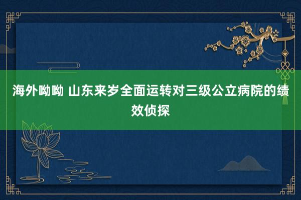 海外呦呦 山东来岁全面运转对三级公立病院的绩效侦探